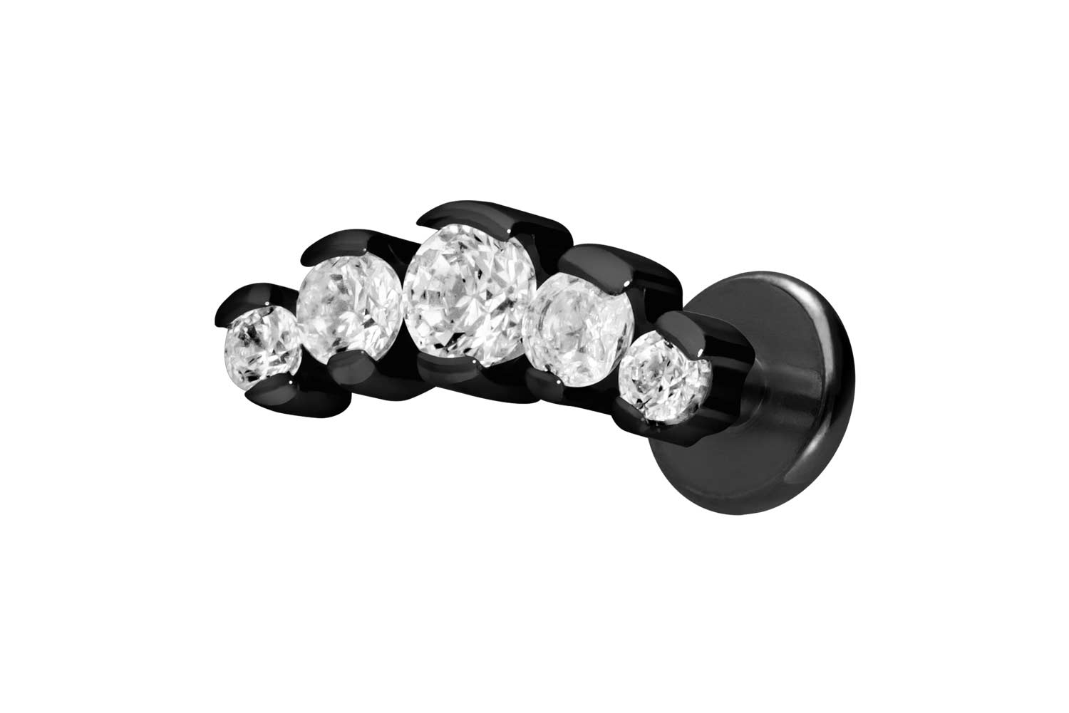 Titan Labret Piercing mit Innengewinde 5 EINGEFASSTE KRISTALLE